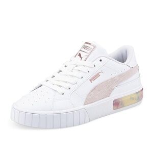 White and pink Puma platform sneakers
